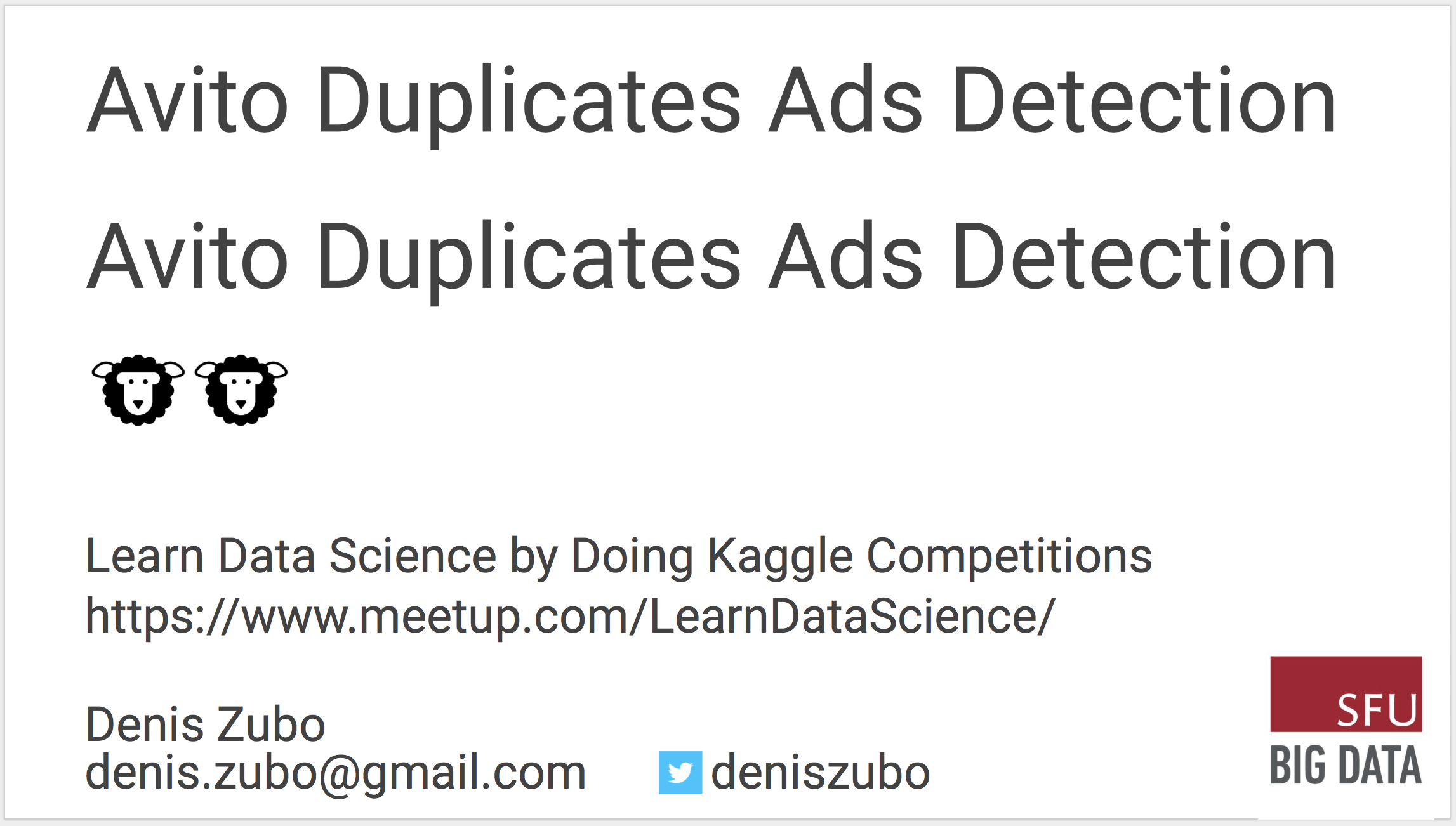 Avito Detect Duplicate Ads Kaggle competition presentation by Denis Zubo